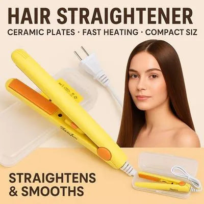 Ceramic Plate Mini Hair Straightener - Fast Heating Travel Flat Iron for Short Hair & Bangs