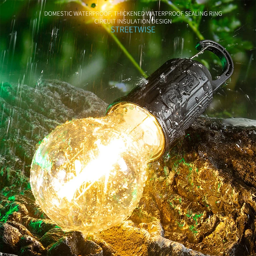 USB Rechargeable Retro Edison Camping Lantern with Carabiner Hook | Portable Mini LED Bulb Light