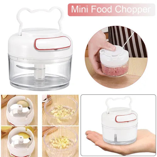 Manual Mini Garlic & Food Chopper – Hand-Pull Portable Mincer for Ginger, Chili, and Nuts