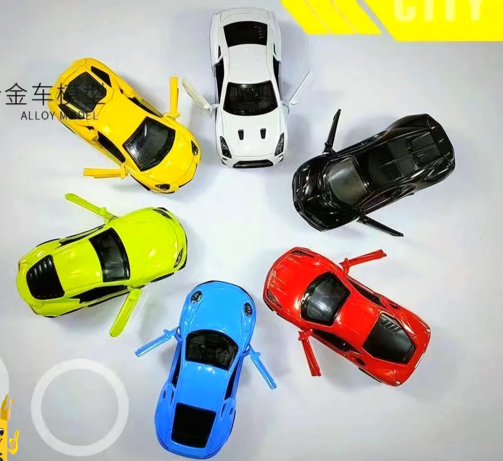 Metal Die-Cast Nissan GT-R Toy Car with Pull-Back Action & Openable Doors