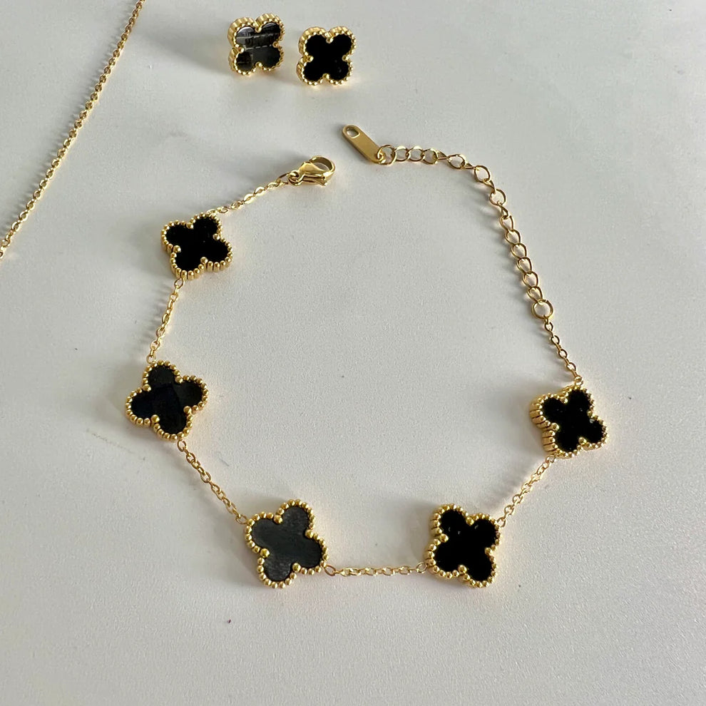 Black Clover Gold Jewelry Set | Necklace, Bracelet & Earrings