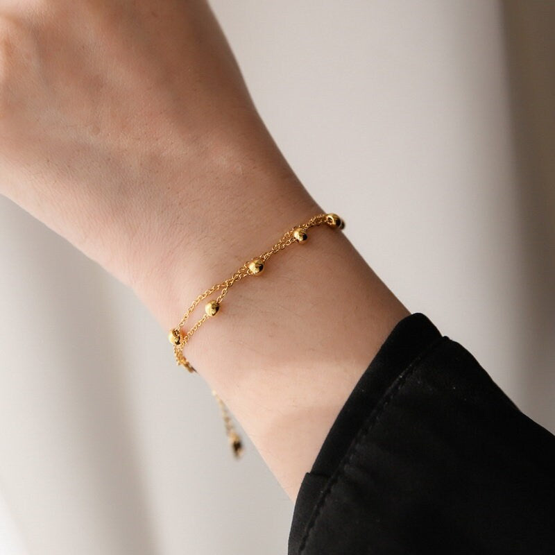 Double Chain Bead Bracelet