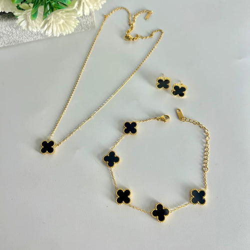 Black Clover Gold Jewelry Set | Necklace, Bracelet & Earrings