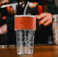 Heart Design Glass Tumbler with Steel Straw & Lid | Cute Aesthetic Drinking Cup