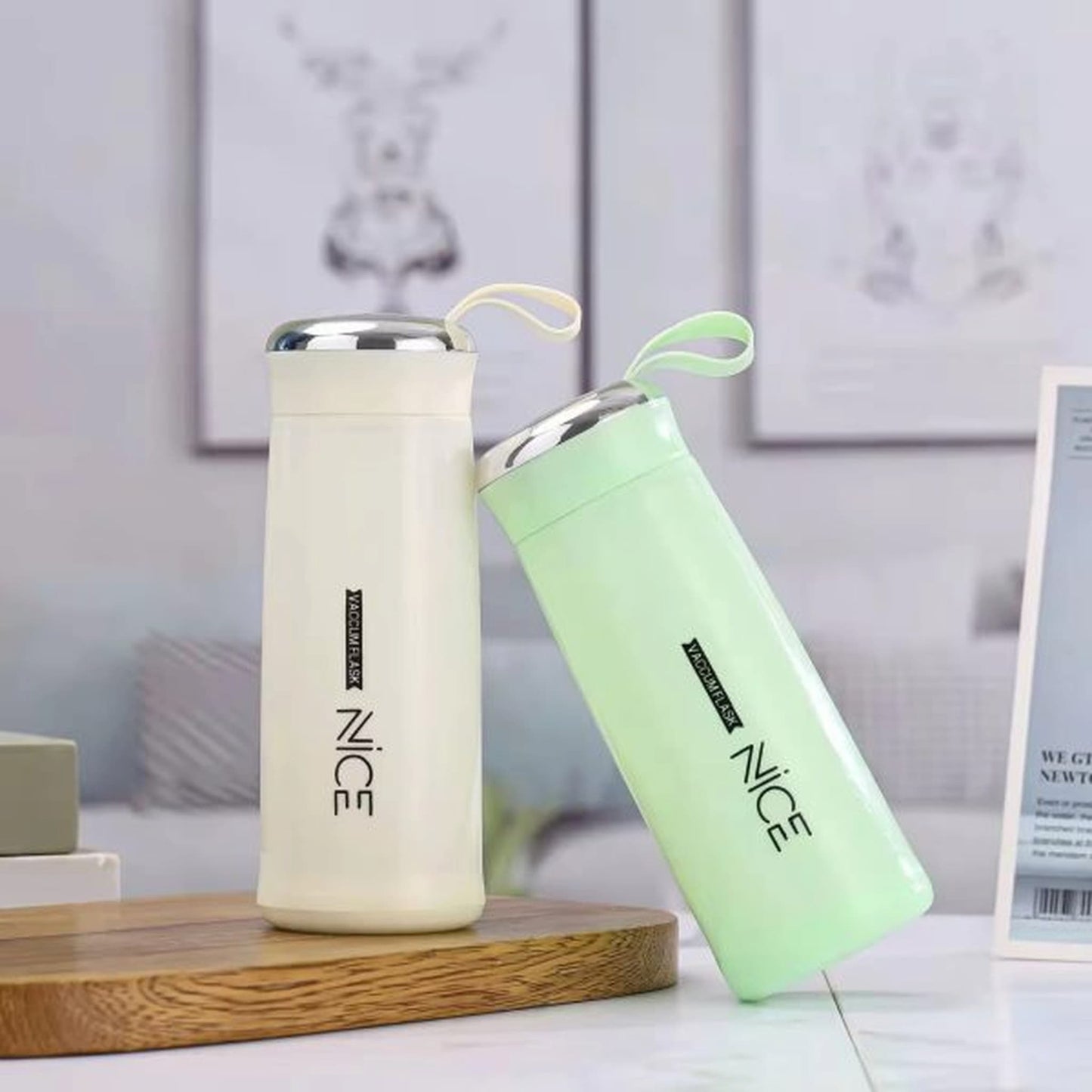 Stainless Steel Vacuum Insulated Flask with Silicone Carry Strap