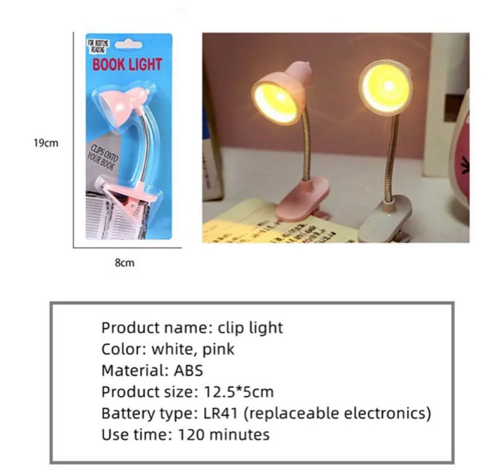 Mini Small Table Lamp | Flexible Clip-On LED Desk Light for Reading, Study & Room Décor – Pink/White