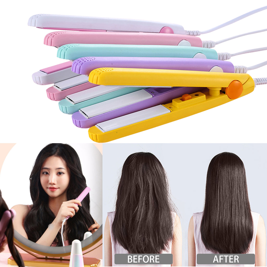 Ceramic Plate Mini Hair Straightener - Fast Heating Travel Flat Iron for Short Hair & Bangs