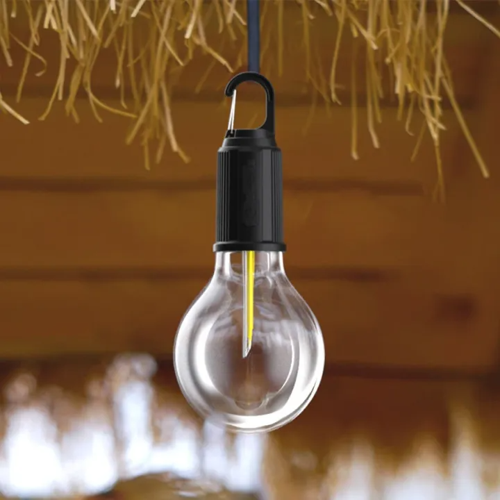 USB Rechargeable Retro Edison Camping Lantern with Carabiner Hook | Portable Mini LED Bulb Light