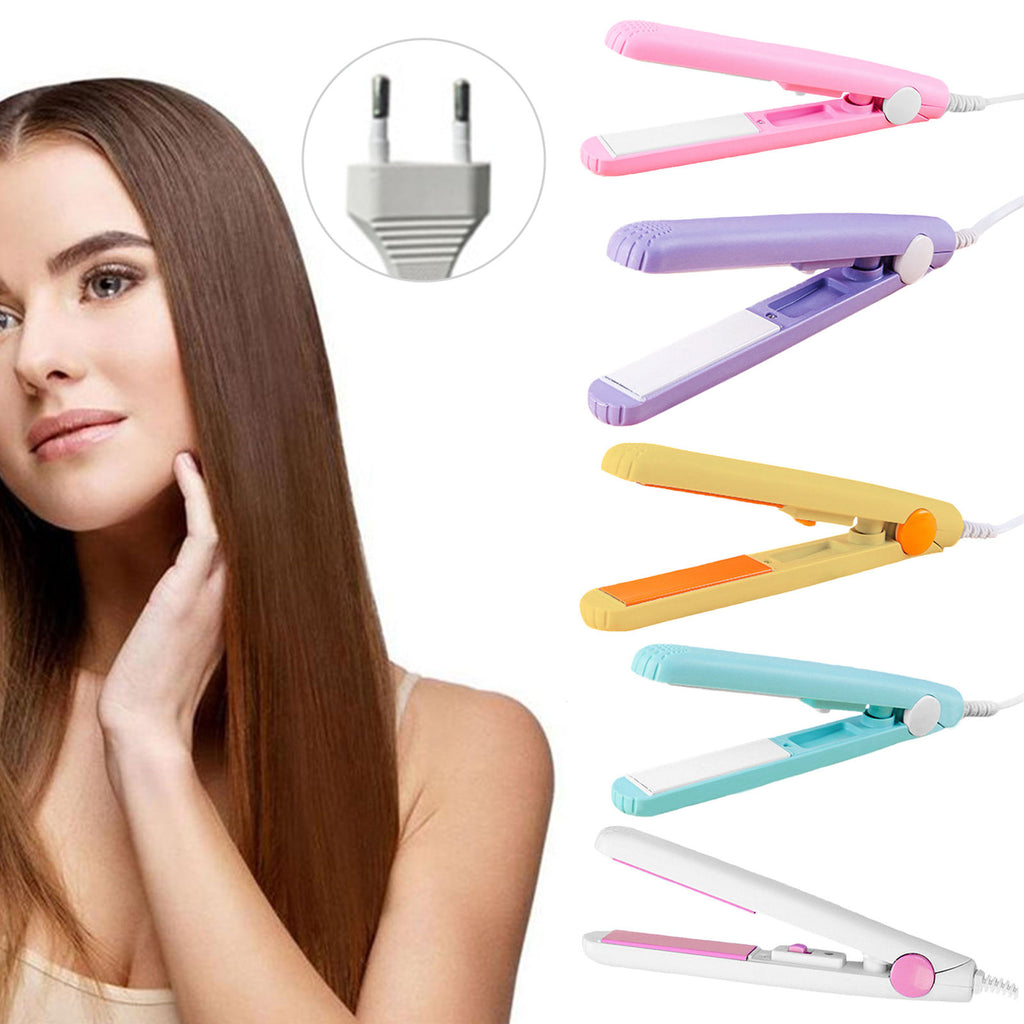 Ceramic Plate Mini Hair Straightener - Fast Heating Travel Flat Iron for Short Hair & Bangs