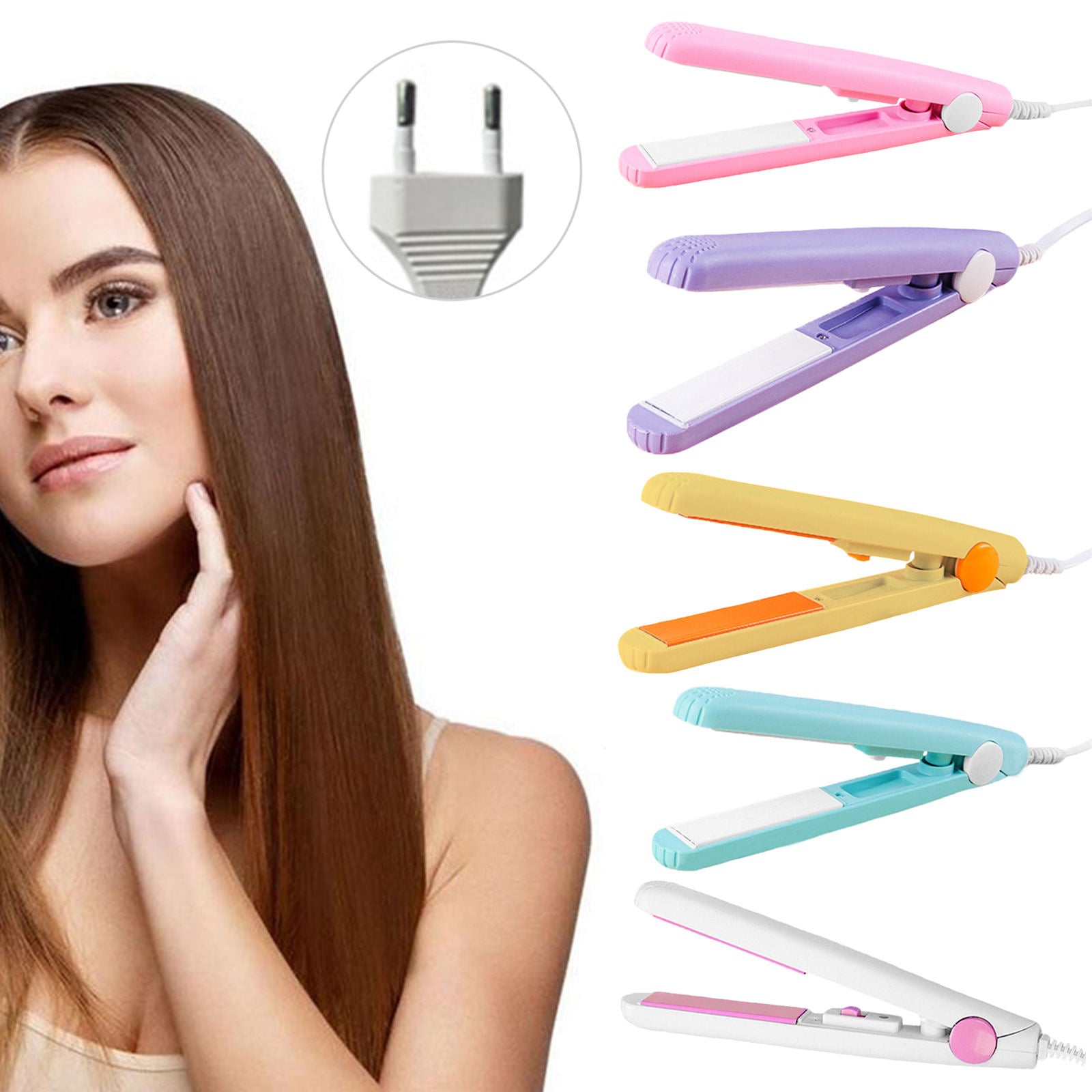Ceramic Plate Mini Hair Straightener - Fast Heating Travel Flat Iron for Short Hair & Bangs