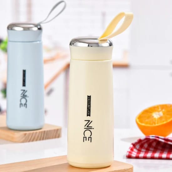 Stainless Steel Vacuum Insulated Flask with Silicone Carry Strap
