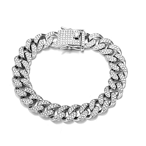 Silver Iced Out Moissanite Cuban Bracelet – Sterling Silver | VVS Hip Hop Bracelet – KrownMart